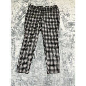 Nine West Jeans Womens Plaid Stretch Pants Size 16 Gray & Black